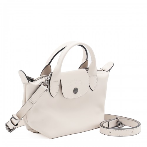 WHITE LEATHER LE PLIAGE XTRA XS TOTE