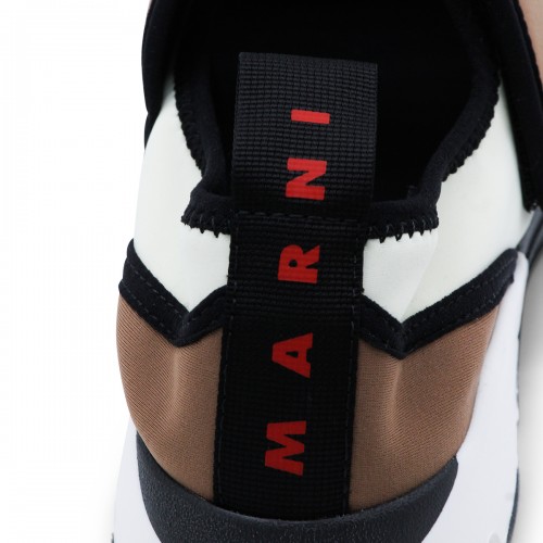 WHITE AND BROWN LEATHER MARY JANE SNEAKERS