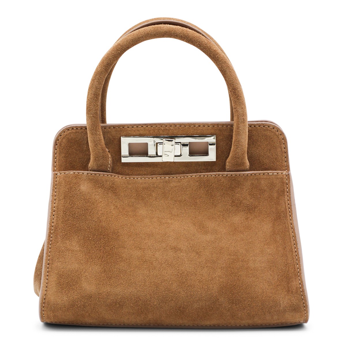 BROWN LEATHER TOP HANDLE BAG