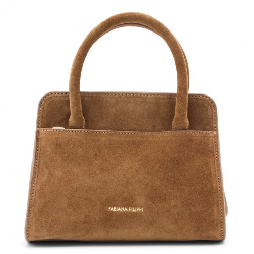 BROWN LEATHER TOP HANDLE BAG