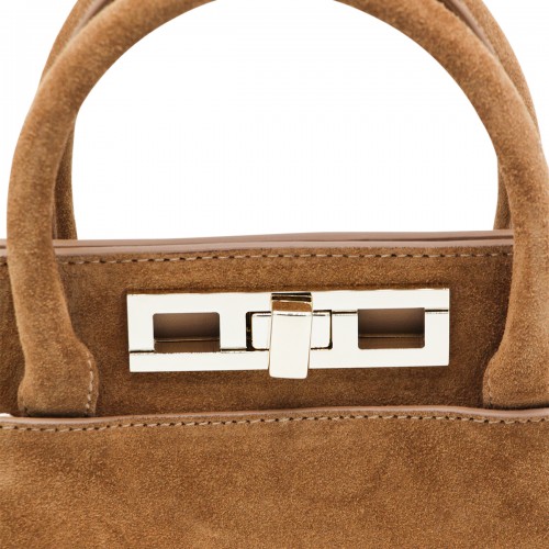 BROWN LEATHER TOP HANDLE BAG