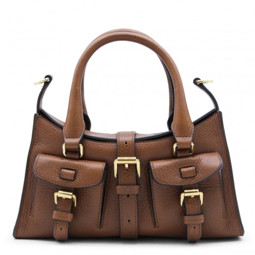 BROWN LEATHER MINI ROXANNE...