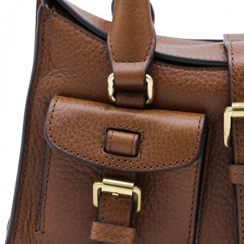 BROWN LEATHER MINI ROXANNE HERITAGE TOP HANDLE BAG