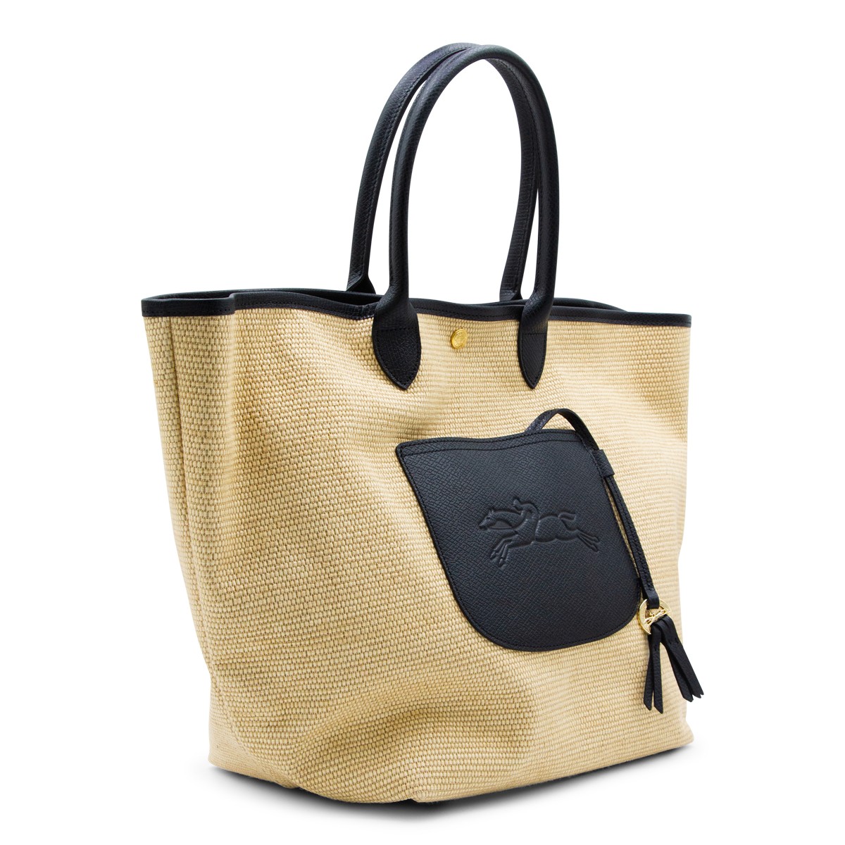 BEIGE AND BLACK RAFFIA LE PANIER...