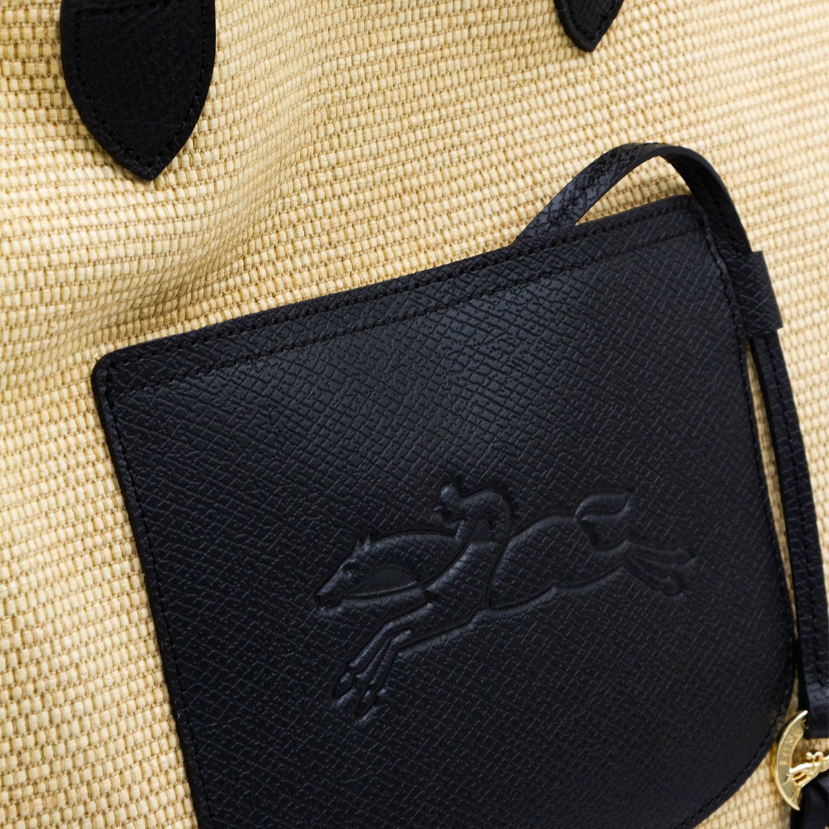 BEIGE AND BLACK RAFFIA LE PANIER...